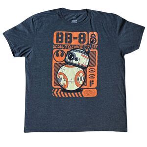 Star Wars Mens Pop Tees Shirt The Force Awakens BB-8 Size XL Heather Gray Orange